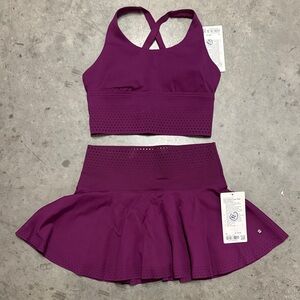 Purple Athletic Crop Top and Skirt/Skort Set